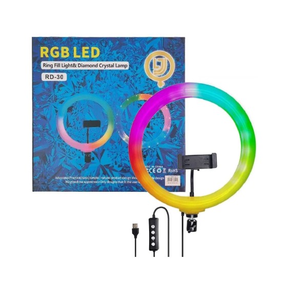 Ringlight RD-30 12" com Suporte para Telefone Multicor Ringlight RD-30 12" com Suporte para Telefone Multicor
